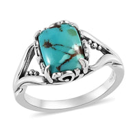 Artisan Crafted Royston Turquoise Split Shank Ring in Sterling Silver 2.30 ctw