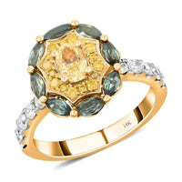 Ankur Treasure Chest Modani 18K Yellow Gold Natural Yellow and White Diamond, Narsipatnam Alexandrite Ring 5.15 Grams 1.40 ctw (Del. in 7-10 Days)