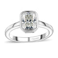 Moissanite (Oct 8x6mm) Solitaire Ring in Platinum Over Sterling Silver (Size 6.0) 1.50 ctw - Sticky add to cart bar