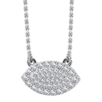 Moissanite Evil Eye Protector Necklace 18 Inches in Platinum Over Sterling Silver 0.40 ctw