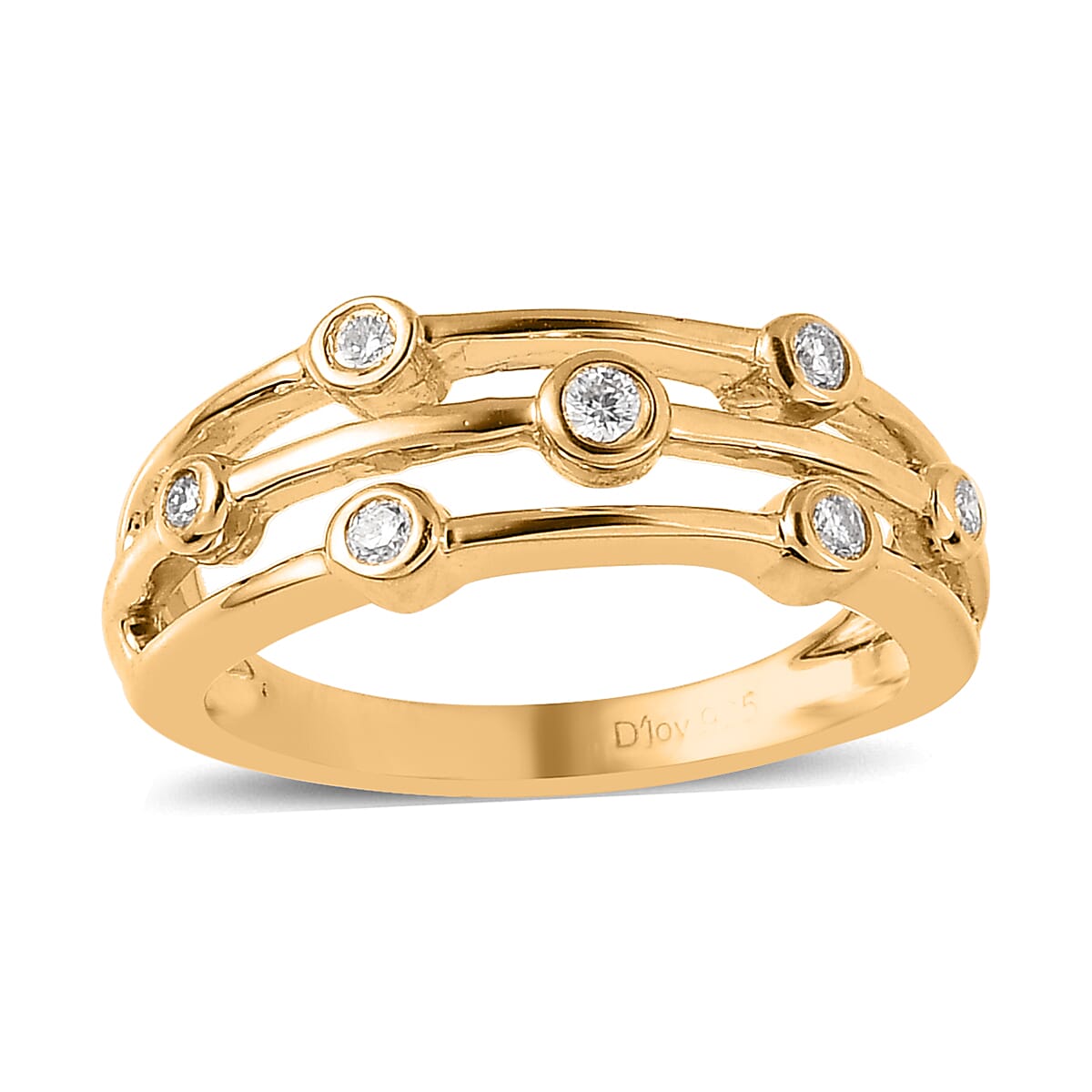 Moissanite Ring in Vermeil YG Over Sterling Silver (Size 6.0) 0.10 ctw