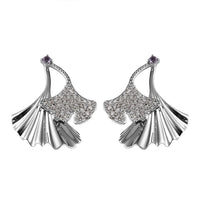 Doorbuster Rose De France Amethyst and White Zircon Floral Earrings in Platinum Over Sterling Silver 3.20 ctw
