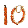 Mexican Fire Opal Hoop Earrings in Vermeil Yellow Gold Over Sterling Silver 3.20 ctw - Sticky add to cart bar