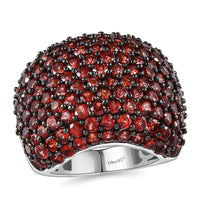 Mozambique Garnet Dome Ring in Platinum Over Sterling Silver 8.35 ctw (Del. in 7-10 Days)