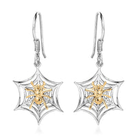 14K YG and Platinum Over Sterling Silver Spider Web Earrings (3.40 g)