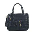 Blue Patch Leather Tote Bag Body with Faux Leather Trim - Sticky add to cart bar