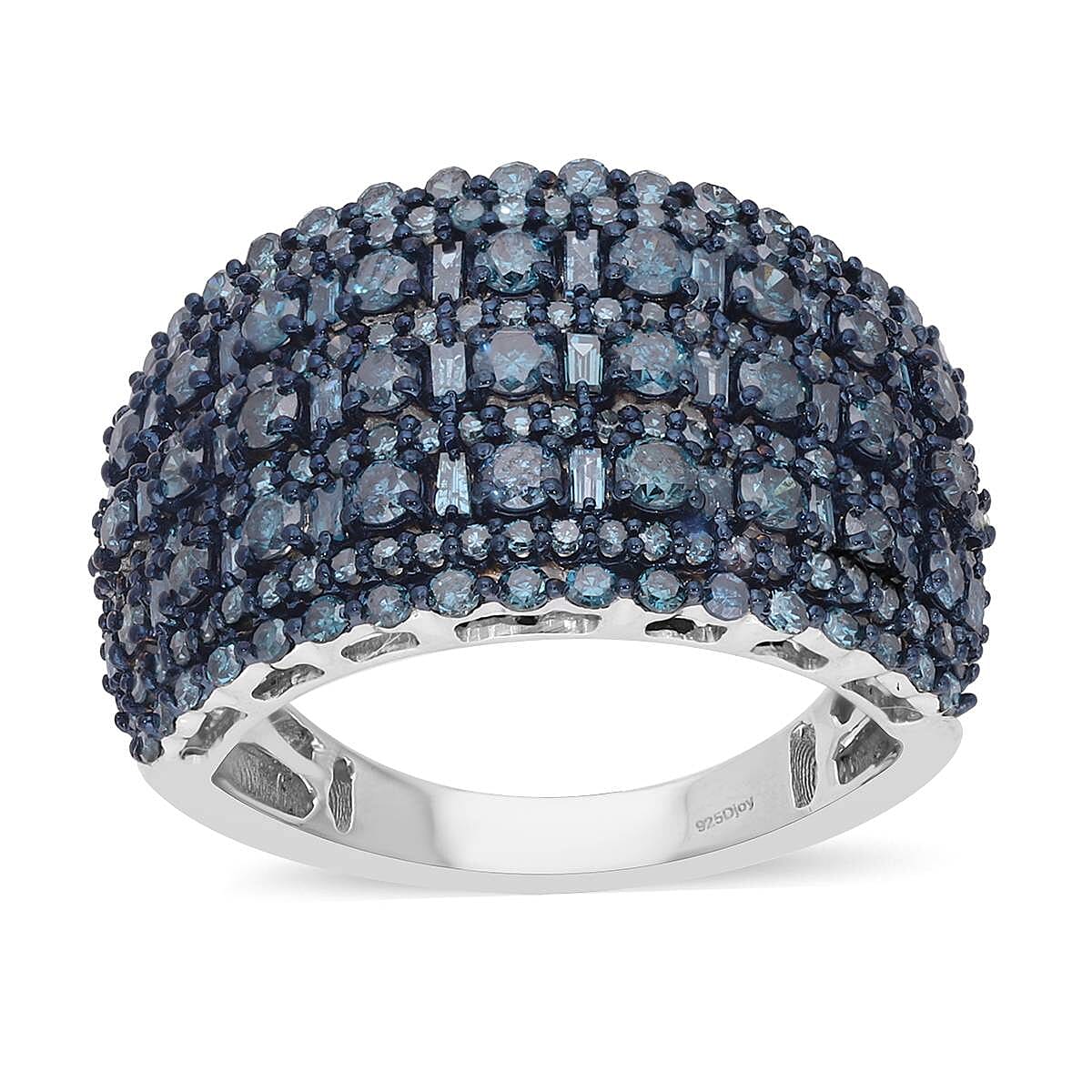 Doorbuster Venice Blue Diamond Ring in Platinum Over Sterling Silver (Size 10.0) 2.00 ctw