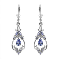 Tanzanite Lever Back Earrings in Platinum Over Sterling Silver 1.25 ctw