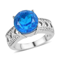 Caribbean Quartz (Triplet) Solitaire Ring in Stainless Steel (Size 10.0) 3.75 ctw