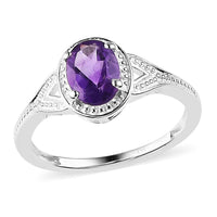 Amethyst Solitaire Ring in Sterling Silver (Size 10.0) 1.15 ctw