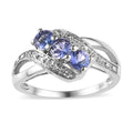 Tanzanite and White Zircon Ring in Platinum Over Sterling Silver 0.60 ctw - Sticky add to cart bar