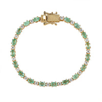 Ethiopian Emerald and Moissanite Tennis Bracelet in Vermeil Yellow Gold Over Sterling Silver (8.00 In) 7.50 ctw