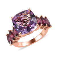 Doorbuster Rose De France Amethyst and Orissa Rhodolite Garnet Ring in Vermeil Rose Gold Over Sterling Silver 8.00 ctw