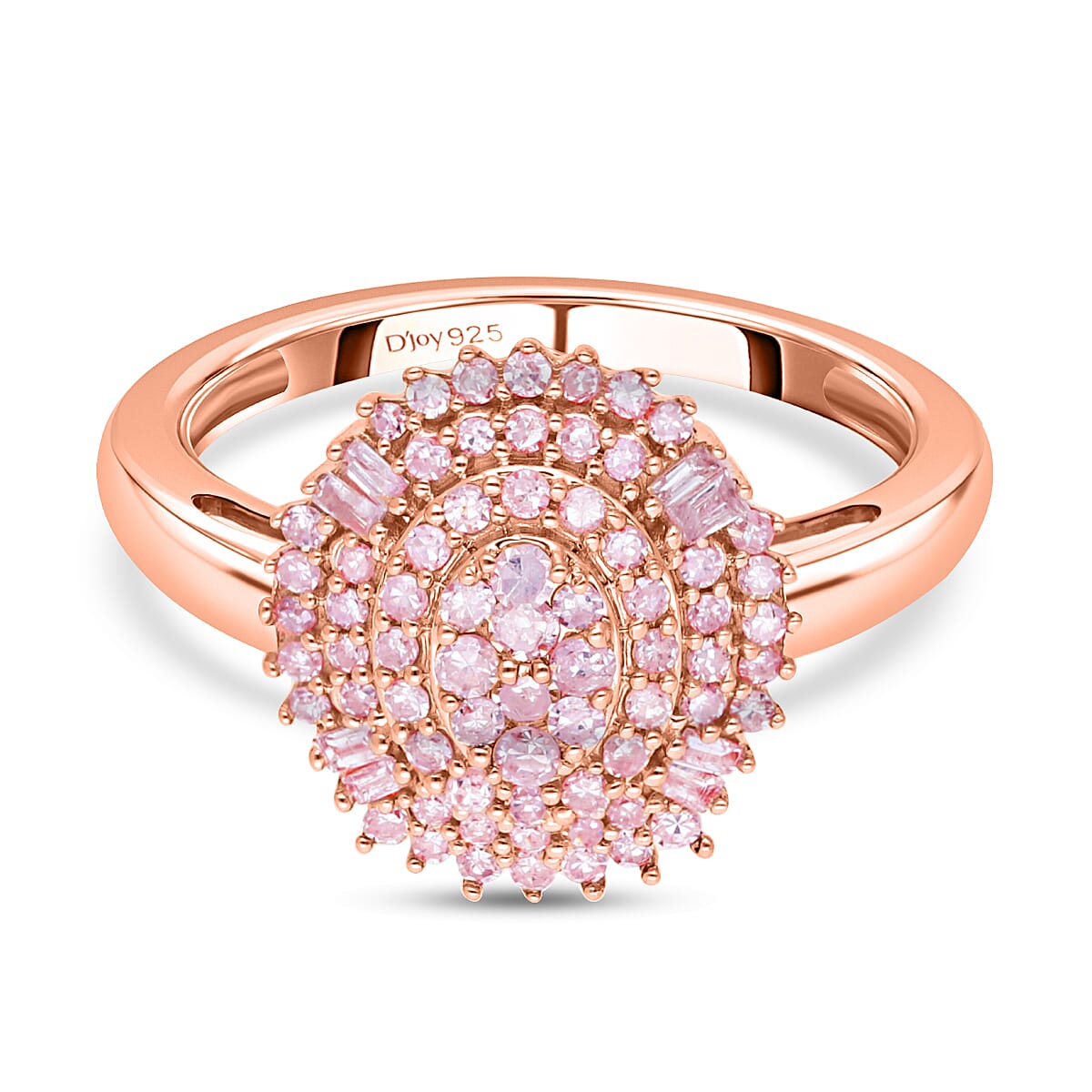 Natural Pink Diamond Signature Cluster Ring in Vermeil Rose Gold Over Sterling Silver