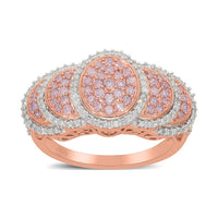 Natural Pink and White Diamond Signature Ring in Vermeil Rose Gold Over Sterling Silver