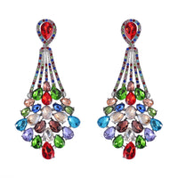 Multi Color Austrian Crystal Earrings in Silvertone
