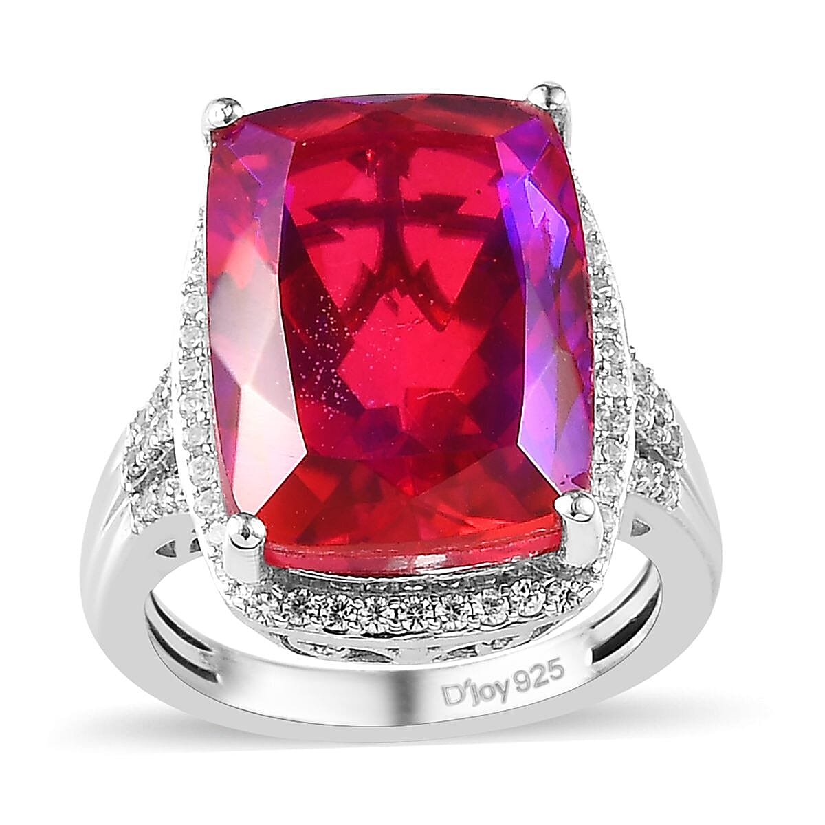 Volcanic Quartz (Triplet) and White Zircon Ring in Platinum Over Sterling Silver 12.75 ctw