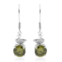 Simulated Peridot Diamond Earrings in Sterling Silver