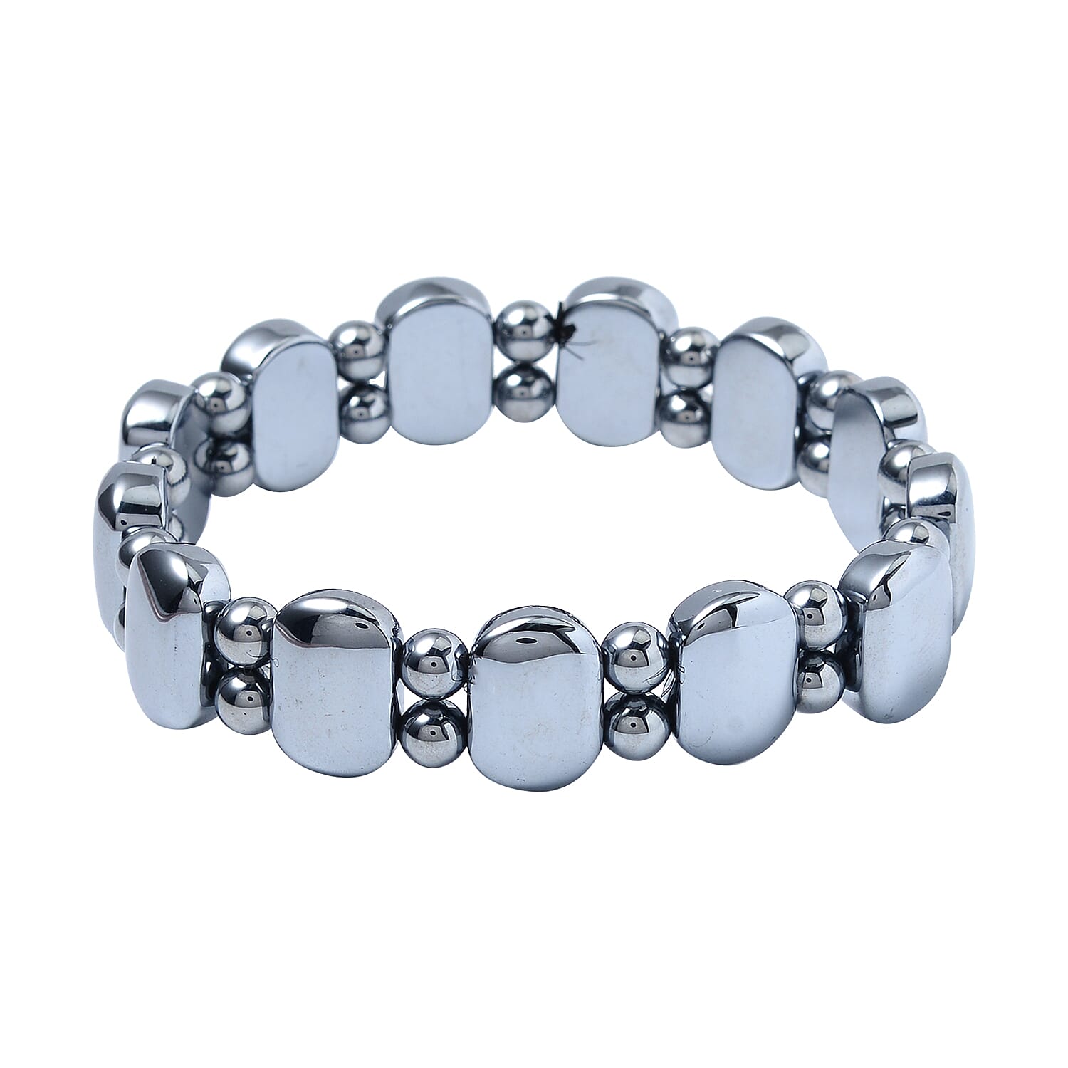 Terahertz Oval Block and Beaded Stretch Bracelet 110.50 ctw