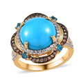 Premium Sleeping Beauty Turquoise and Multi Gemstone Ring in Vermeil Yellow Gold Over Sterling Silver 6.35 ctw (Del. in 7-10 Days) - Sticky add to cart bar