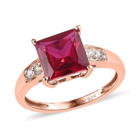 Simulated Red and White Diamond Ring in 14K RG Over Sterling Silver 3.10 ctw