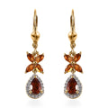 Premium Brazilian Cherry Citrine and Multi Gemstone Lever Back Earrings in Vermeil Yellow Gold Over Sterling Silver 1.80 ctw - Sticky add to cart bar