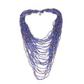Blue Seed Beaded Multi Layered Necklace 20 Inches - Sticky add to cart bar