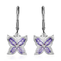 Simulated Blue Diamond Lever Back Earrings in Sterling Silver 2.60 ctw - Sticky add to cart bar