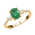 Certified & Appraised Iliana 18K Yellow Gold AAA Kagem Zambian Emerald and G-H SI Diamond Ring 1.35 ctw - Sticky add to cart bar