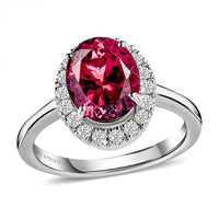 Rhapsody 950 Platinum AAAA Ouro Fino Rubellite and E-F VS2 Diamond Halo Ring 6 Grams 2.35 ctw (Del. in 7-10 Day)