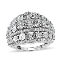Diamond Galaxy Dome Ring in Platinum Over Sterling Silver