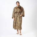 Tamsy Tan Cheetah Robe with Scrunchie - One Size Fits Most - Sticky add to cart bar