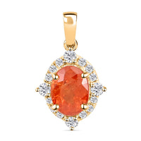 Certified and Appraised Luxoro 14K Yellow Gold AAA Nigerian Spessartite Garnet and G-H I2 Diamond Pendant 2.10 ctw