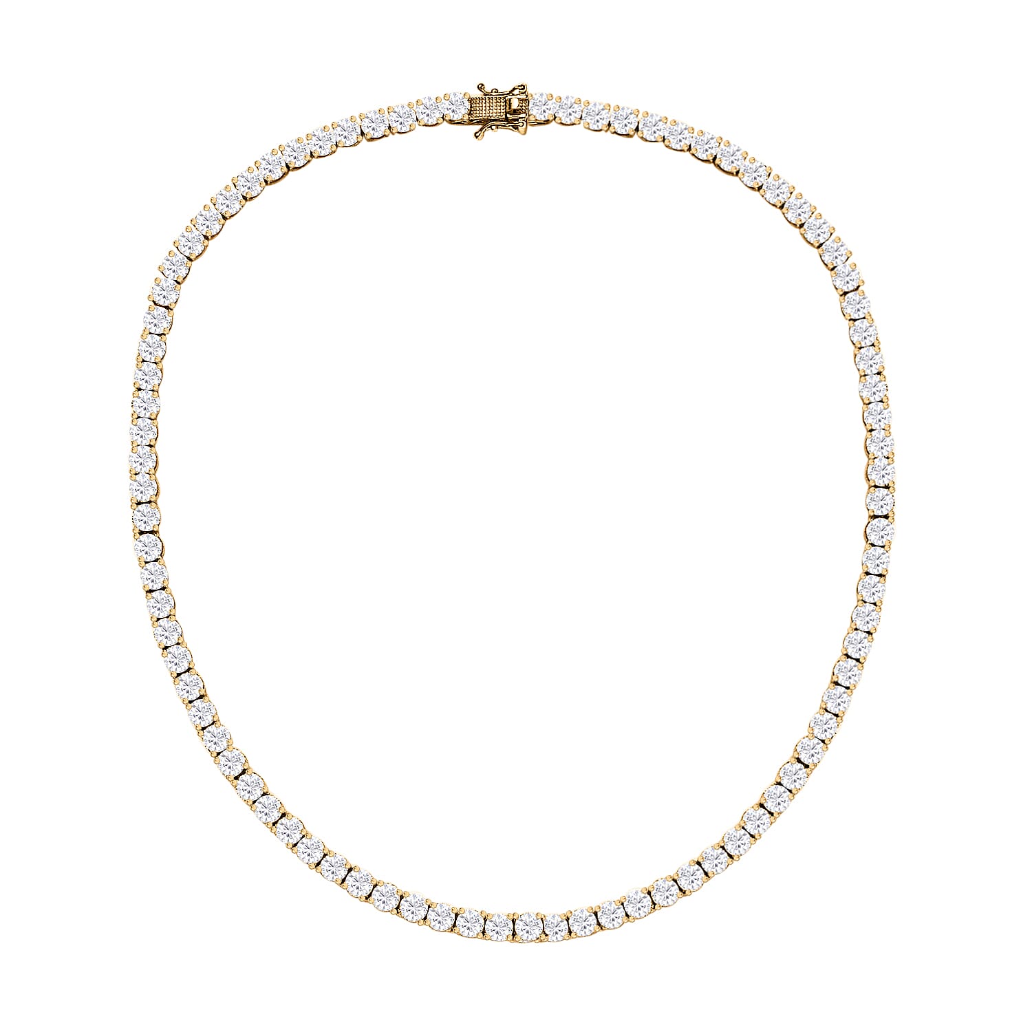 100 Facet Moissanite Tennis Necklace 18 Inches in Vermeil Yellow Gold Over Sterling Silver 36.25 ctw