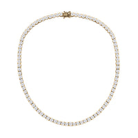 100 Facet Moissanite Tennis Necklace 18 Inches in Vermeil Yellow Gold Over Sterling Silver 36.25 ctw