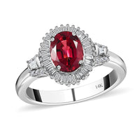 Doorbuster Luxoro 14K White Gold AAA Ouro Fino Rubellite and G-H I2 Diamond Halo Ring (Size 6.0) 4.50 Grams 1.60 ctw