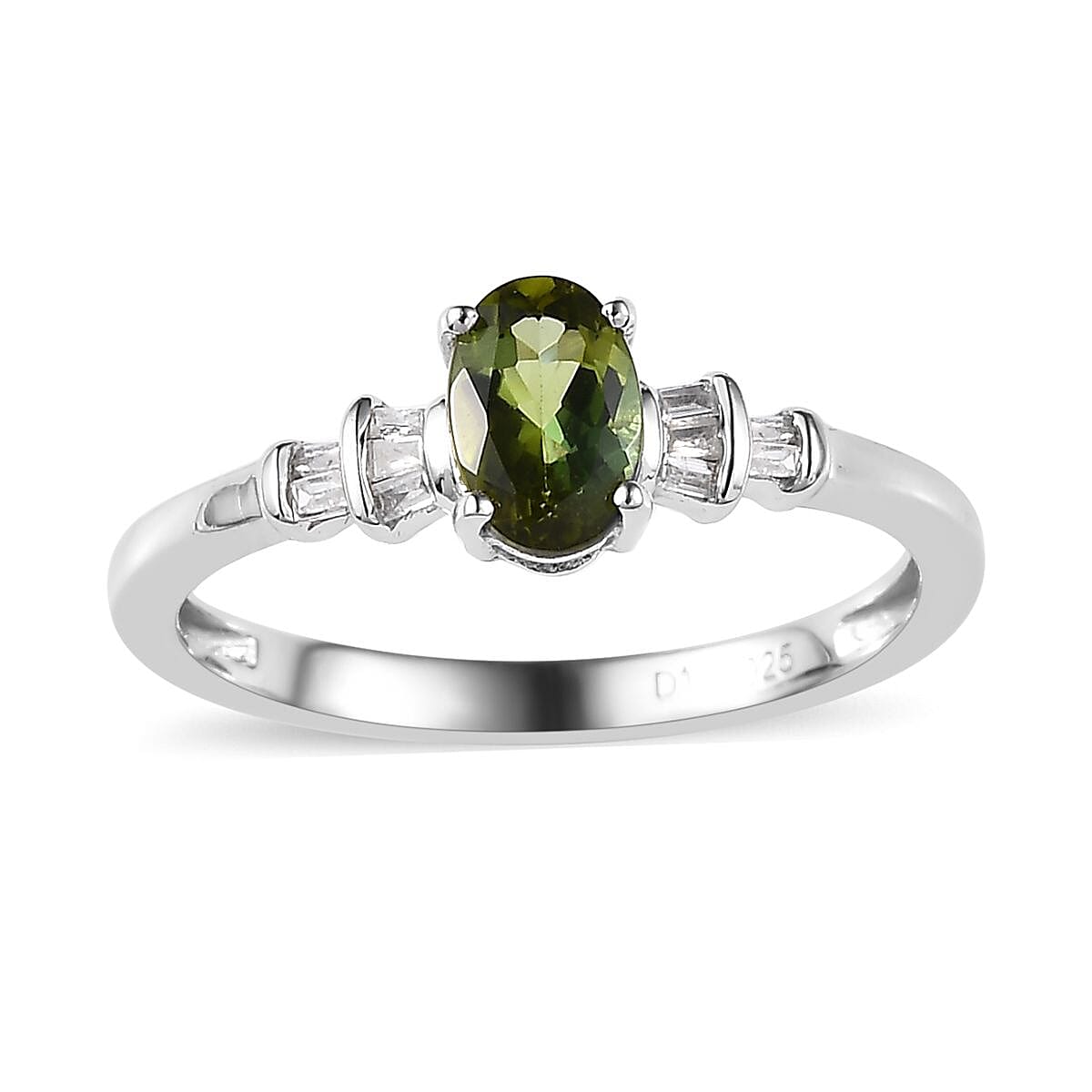 Premium Calabar Tourmaline and Diamond Ring in Platinum Over Sterling Silver (Size 10.0) 0.70 ctw
