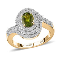Luxoro 10K Yellow Gold AAA Calabar Tourmaline, Moissanite Ring (Size 7.0) 1.25 ctw