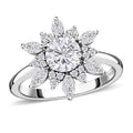 Moissanite Floral Ring in Platinum Over Sterling Silver (Size 6.0) 1.50 ctw - Sticky add to cart bar
