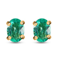 Luxoro 14K Yellow Gold AAA Boyaca Colombian Emerald Solitaire Stud Earrings 0.50 ctw
