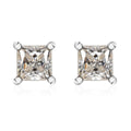 Moissanite (Sqr 5mm) Solitaire Stud Earrings in Platinum Over Sterling Silver 1.40 ctw - Sticky add to cart bar