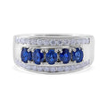 AAA Ceylon Sapphire, Moissanite Men's Ring in Platinum Over Sterling Silver (Size 10.0) 1.95 ctw - Sticky add to cart bar