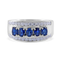 AAA Ceylon Sapphire, Moissanite Men's Ring in Platinum Over Sterling Silver (Size 10.0) 1.95 ctw