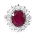Niassa Ruby (FF) and White Zircon Halo Ring in Platinum Over Sterling Silver 9.60 ctw - Sticky add to cart bar