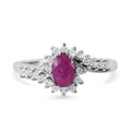 Premium Montepuez Ruby and White Zircon Floral Bypass Ring in Platinum Over Sterling Silver 1.00 ctw - Sticky add to cart bar