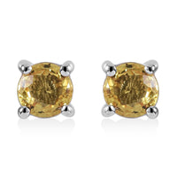 Yellow Sapphire Stud Earrings in Platinum Over Sterling Silver 1.10 ctw