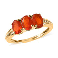 Crimson Fire Opal 3 Stone Ring in 14K YG Over Sterling Silver 0.90 ctw - Sticky add to cart bar