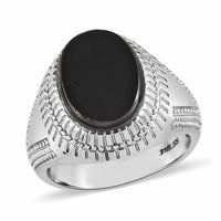 Black Onyx Solitaire Ring in Stainless Steel (Size 10.0) 4.35 ctw
