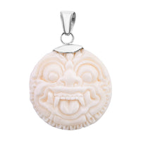 Carved Bone Flower Pendant in Sterling Silver
