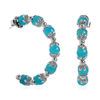 TLV Amazonite Half Hoop Earrings in Silvertone 54.50 ctw